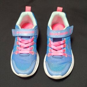 Girls Size 12 Skechers Light Blue and Pink Sparkly Athletic Sneakers